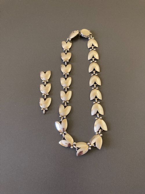 GEORG JENSEN DANISH SILVER NECKLACE NO 66 WITH MATCHING EARRINGS - ADDITIONAL PHOTO 5