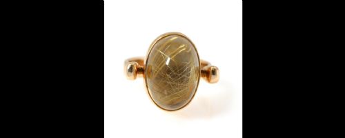bent gabrielsen pedersen 14ct gold ring with rutilated quartz - CATEGORY: ANTIQUE JEWELLERY - DATED 1960