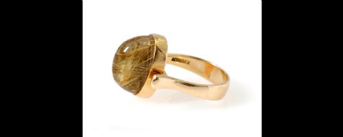 BENT GABRIELSEN PEDERSEN 14CT GOLD RING WITH RUTILATED QUARTZ - ADDITIONAL PHOTO 1