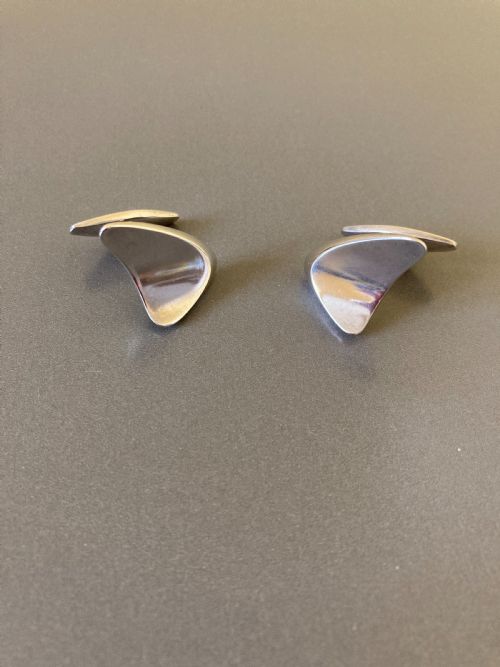 georg jensen danish silver cuff links by henning koppel - CATEGORY: ANTIQUE JEWELLERY - DATED 1960