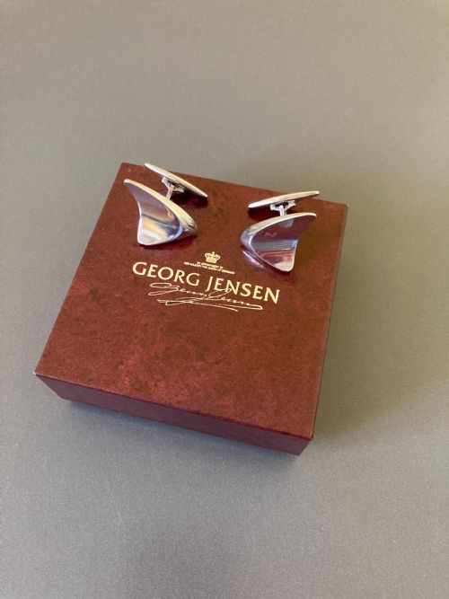 GEORG JENSEN DANISH SILVER CUFF LINKS BY HENNING KOPPEL - ADDITIONAL PHOTO 1