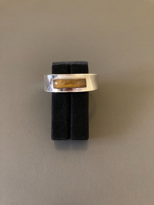 DANISH SILVER BANGLE WITH AMBER 1960S - ADDITIONAL PHOTO 2