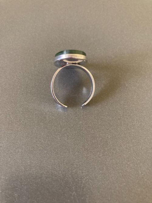 SWEDISH SILVER RING WITH NEPHRITE 1960S - ADDITIONAL PHOTO 2