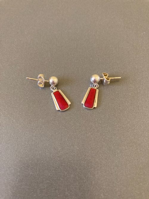 DANISH SILVER AND ENAMEL EARRINGS 1960S - ADDITIONAL PHOTO 1