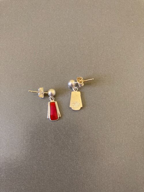 DANISH SILVER AND ENAMEL EARRINGS 1960S - ADDITIONAL PHOTO 2