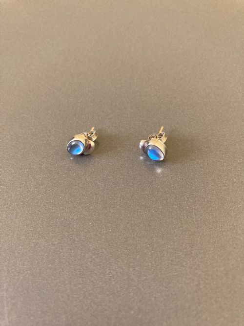 georg jensen danish silver earrings with moonstones - CATEGORY: ANTIQUE JEWELLERY - DATED 1960