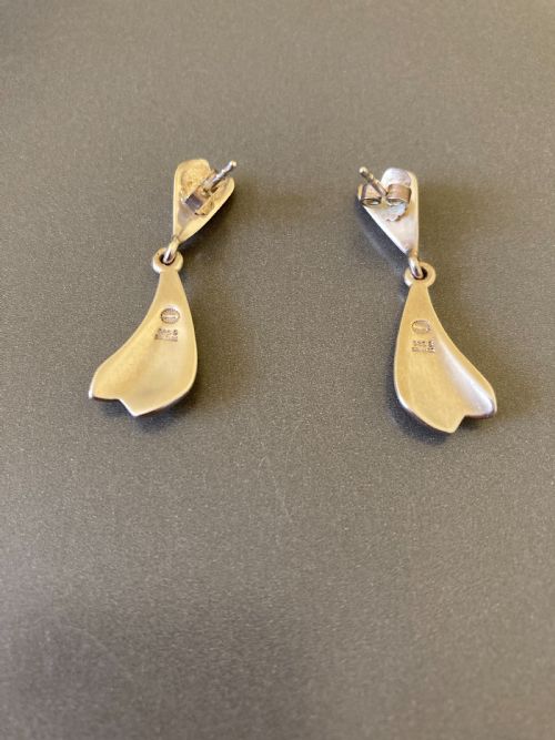 GEORG JENSEN DANISH SILVER EARRINGS - ADDITIONAL PHOTO 1