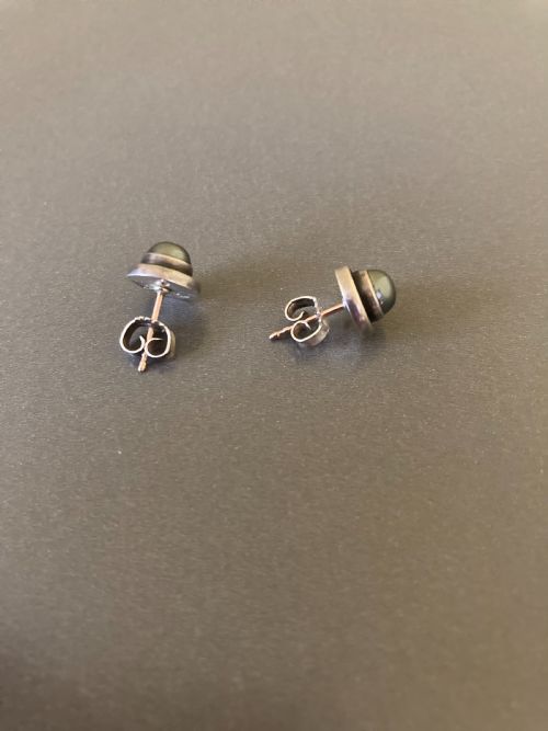 GEORG JENSEN DANISH SILVER EARRINGS WITH HEMATITE NO 8 - ADDITIONAL PHOTO 2