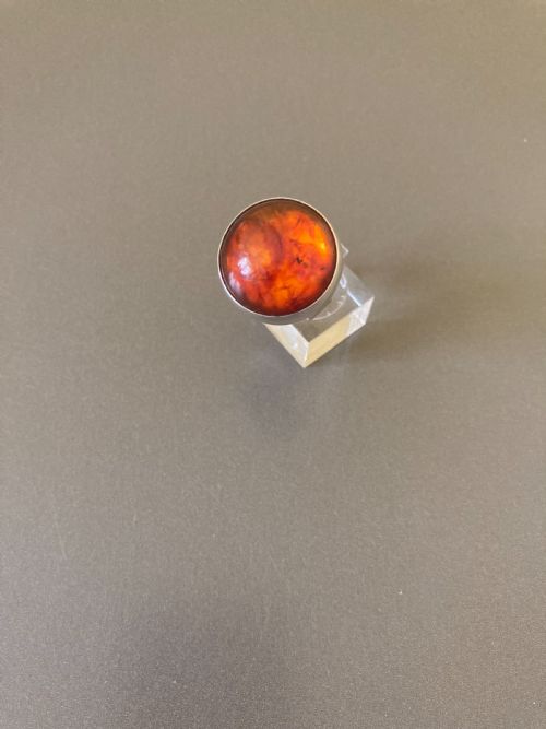 DANISH SILVER AND AMBER RING BY N E FROM - ADDITIONAL PHOTO 1