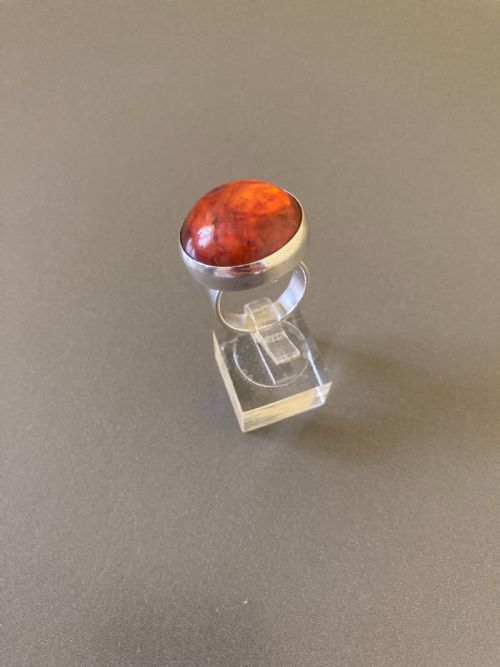 DANISH SILVER AND AMBER RING BY N E FROM - ADDITIONAL PHOTO 2