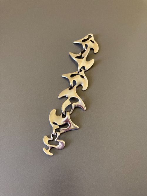 GEORG JENSEN DANISH SILVER AMOEBA BRACELET BY HENNING KOPPEL - ADDITIONAL PHOTO 5