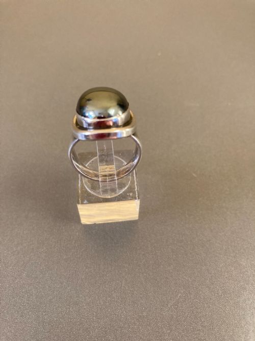 GEORG JENSEN DANISH SILVER RING WITH HEMATITE 1950S - ADDITIONAL PHOTO 3