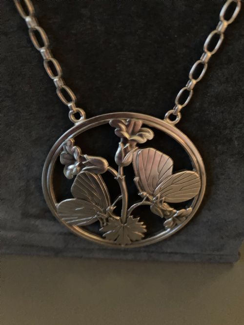 GEORG JENSEN DANISH SILVER PENDANT WITH BUTTERFLIES - ADDITIONAL PHOTO 3