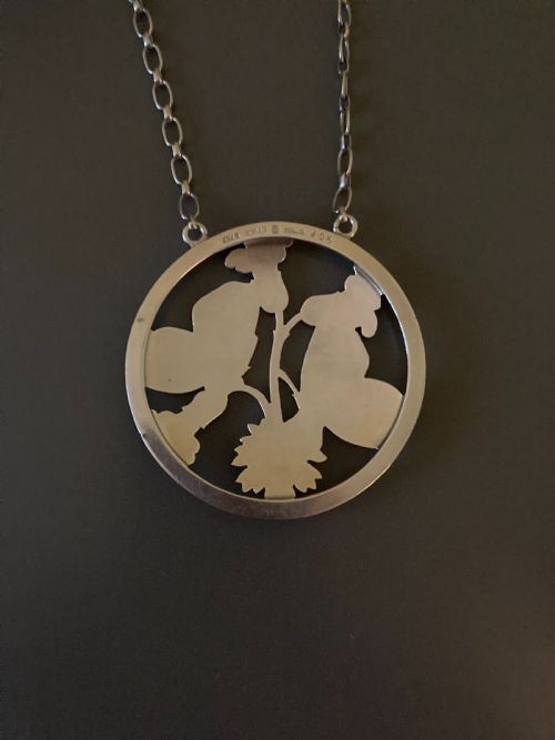 GEORG JENSEN DANISH SILVER PENDANT WITH BUTTERFLIES - ADDITIONAL PHOTO 4
