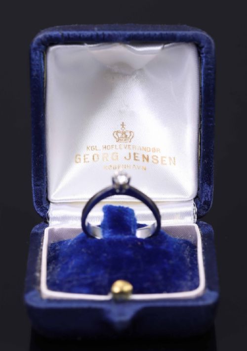 GEORG JENSEN 18CT WHITE GOLD SOLITAIRE RING 1940S - ADDITIONAL PHOTO 4