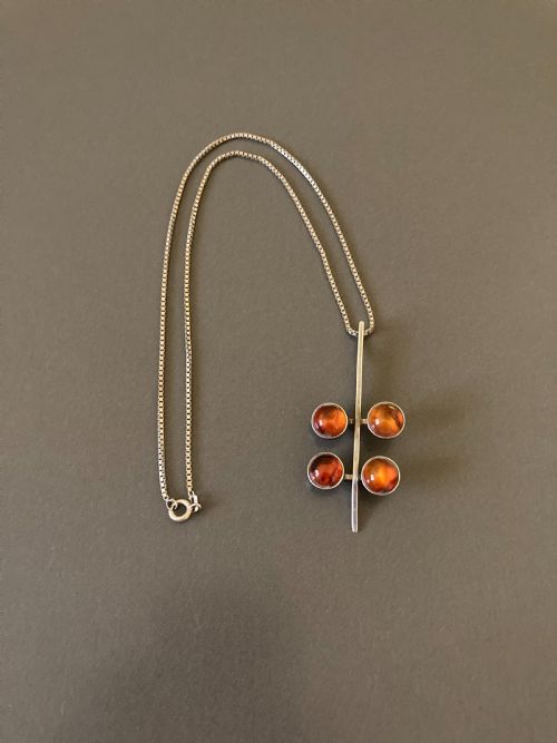 danish silver pendant with amber 1960s by n e from - CATEGORY: ANTIQUE JEWELLERY - DATED 1960