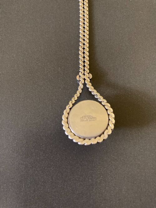 DANISH SILVER NECKLACE WITH TIGER'S EYE 1960S BY N E FROM - ADDITIONAL PHOTO 4
