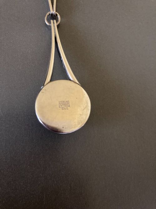 DANISH SILVER NECKLACE WITH AMBER PENDANT 1960S BY N E FROM - ADDITIONAL PHOTO 5