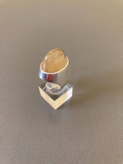 danish silver ring with rutilated quartz by karen strand 1960s - CATEGORY: ANTIQUE JEWELLERY - DATED 1960