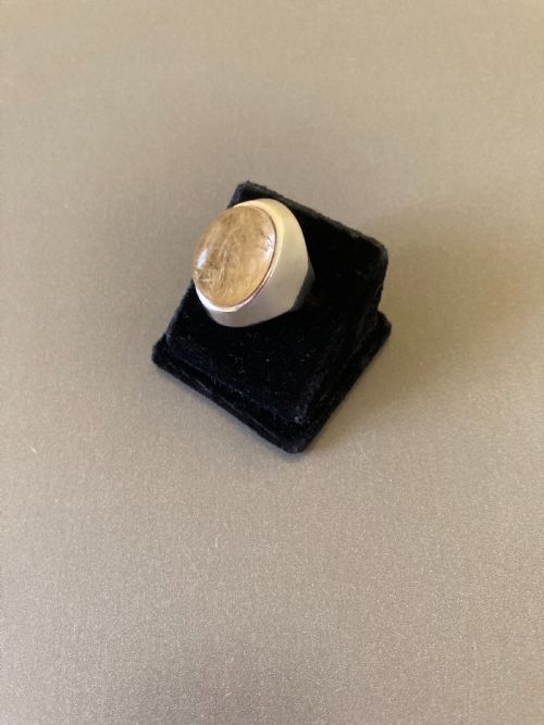 DANISH SILVER RING WITH RUTILATED QUARTZ BY KAREN STRAND 1960S - ADDITIONAL PHOTO 1