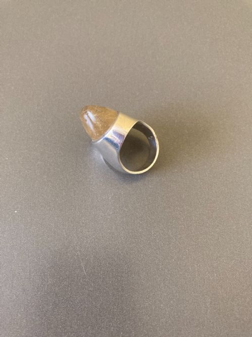 DANISH SILVER RING WITH RUTILATED QUARTZ BY KAREN STRAND 1960S - ADDITIONAL PHOTO 4