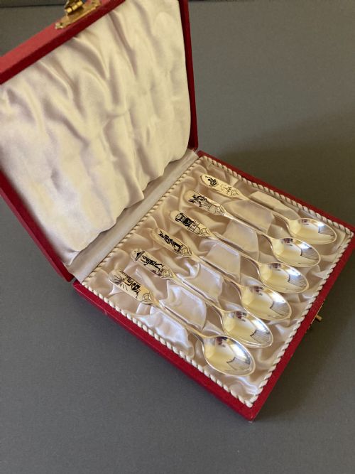 6 danish silver mocha spoons 1950s - CATEGORY: ANTIQUE SILVER - DATED 1950