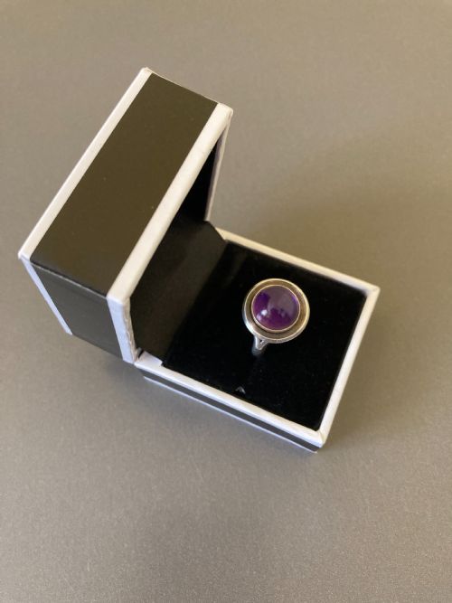 DANISH SILVER RING WITH AMETHYST BY N E FROM 1960S - ADDITIONAL PHOTO 4