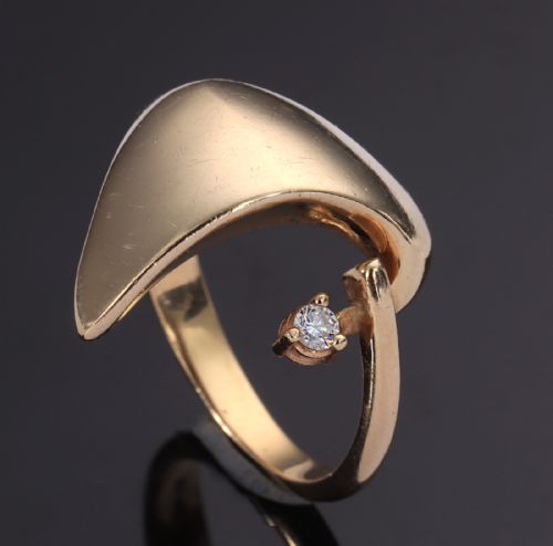 14ct gold ring with brilliant cut diamond by niels erik from denmark 1960s - CATEGORY: ANTIQUE JEWELLERY - DATED 1960