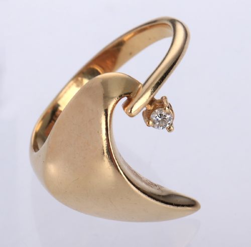 14CT GOLD RING WITH BRILLIANT CUT DIAMOND BY NIELS ERIK FROM DENMARK 1960S - ADDITIONAL PHOTO 1