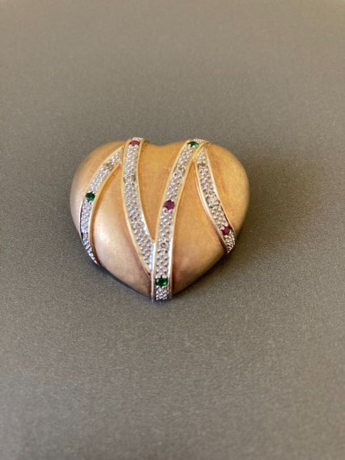 NORWEGIAN SILVER GILT HEART BROOCH BY ASTRI HILDE HOLTHE 1960S - ADDITIONAL PHOTO 1