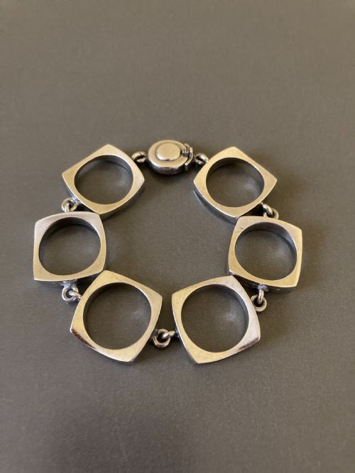 DANISH SILVER BRACELET BY N E FROM 1960S - ADDITIONAL PHOTO 2