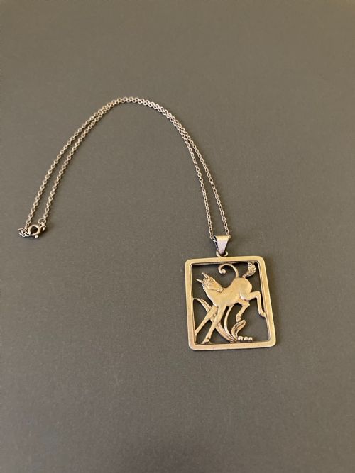 danish silver pendant with foal 1940s - CATEGORY: ANTIQUE JEWELLERY - DATED 1940
