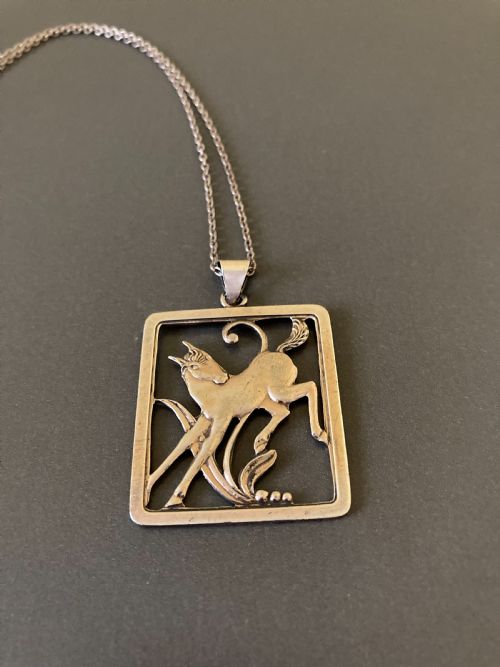 DANISH SILVER PENDANT WITH FOAL 1940S - ADDITIONAL PHOTO 1