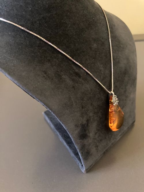 DANISH SILVER AND AMBER PENDANT 1960S - ADDITIONAL PHOTO 3