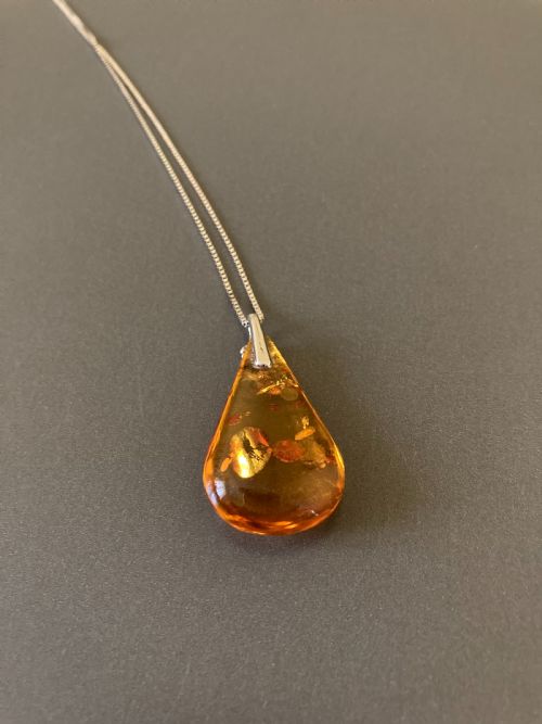 DANISH SILVER AND AMBER PENDANT 1960S - ADDITIONAL PHOTO 4