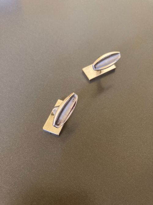 DANISH SILVER CUFF LINKS BY N E FROM 1960S - ADDITIONAL PHOTO 3