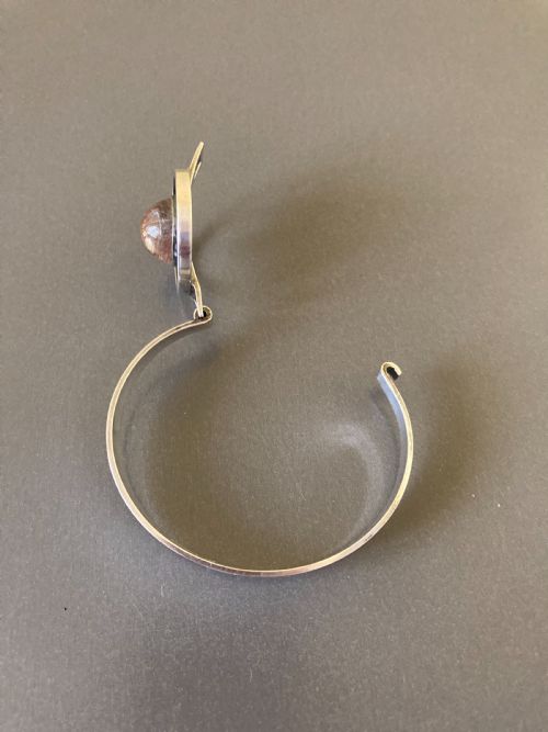 FINNISH SILVER BANGLE WITH RUTILATED ROSE QUARTZ - ADDITIONAL PHOTO 4