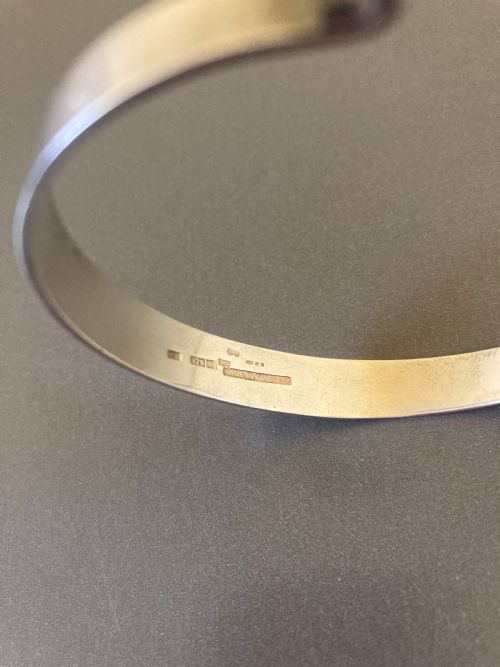 FINNISH SILVER BANGLE WITH RUTILATED ROSE QUARTZ - ADDITIONAL PHOTO 5