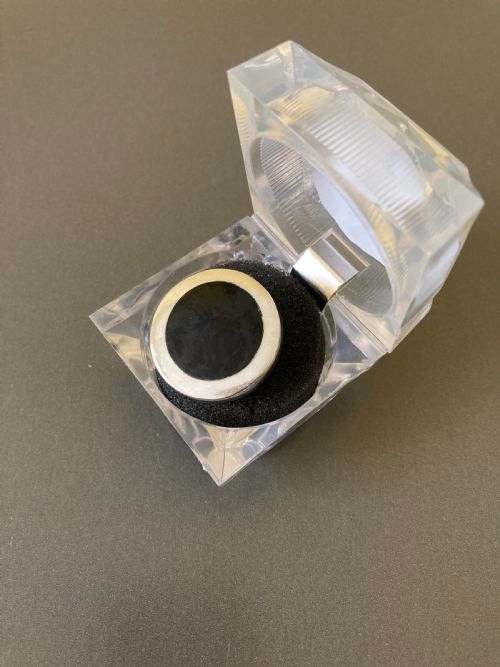 DANISH SILVER RING WITH BLACK ENAMEL BY N E FROM 1960S - ADDITIONAL PHOTO 1