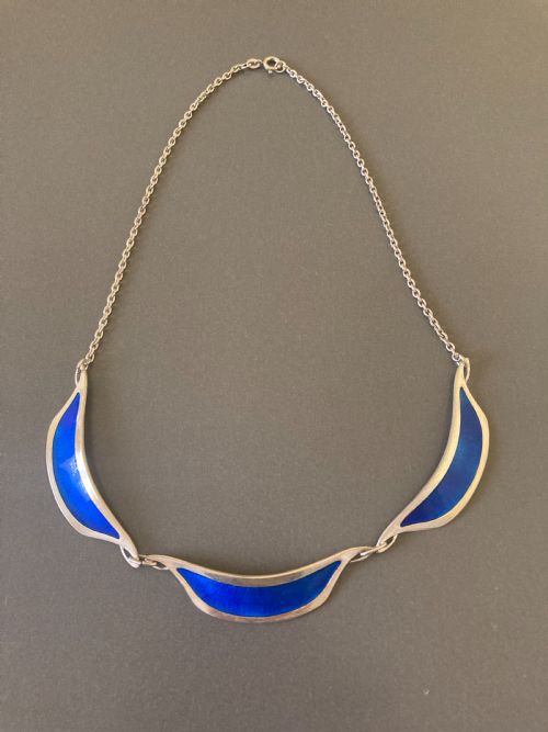 norwegian silver and enamel necklace 1950s - CATEGORY: ANTIQUE JEWELLERY - DATED 1950