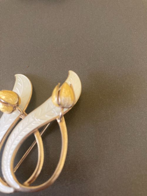 NORWEGIAN SILVER GILT AND ENAMEL BROOCH 1950S - ADDITIONAL PHOTO 2