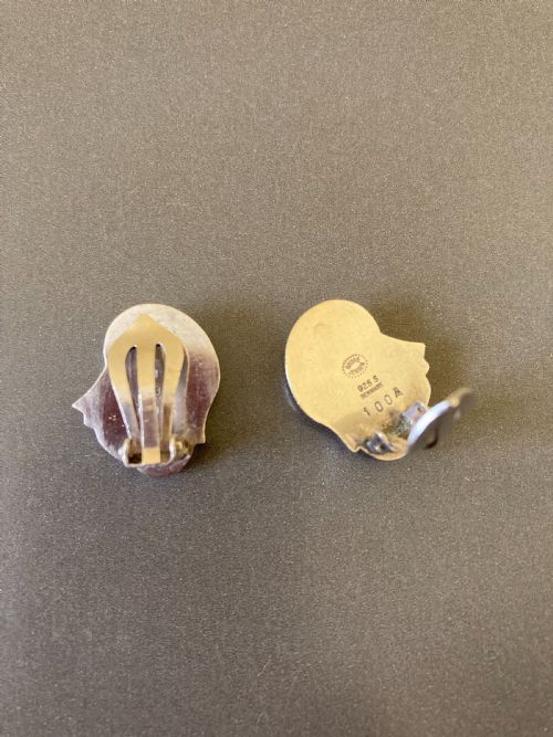 GEORG JENSEN DANISH SILVER AND MOONSTONE EAR CLIPS NO 100A - ADDITIONAL PHOTO 3