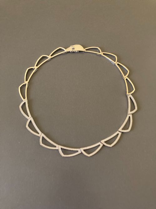 danish silver necklace with zirconia - CATEGORY: ANTIQUE JEWELLERY - DATED 1960