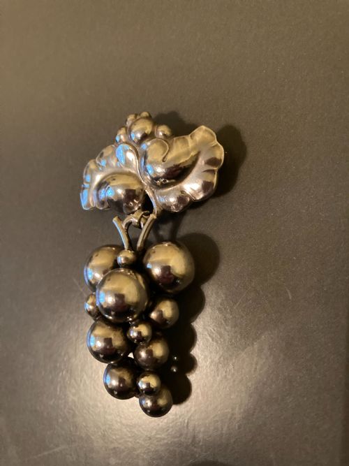 GEORG JENSEN DANISH SILVER GRAPE BROOCH - ADDITIONAL PHOTO 1