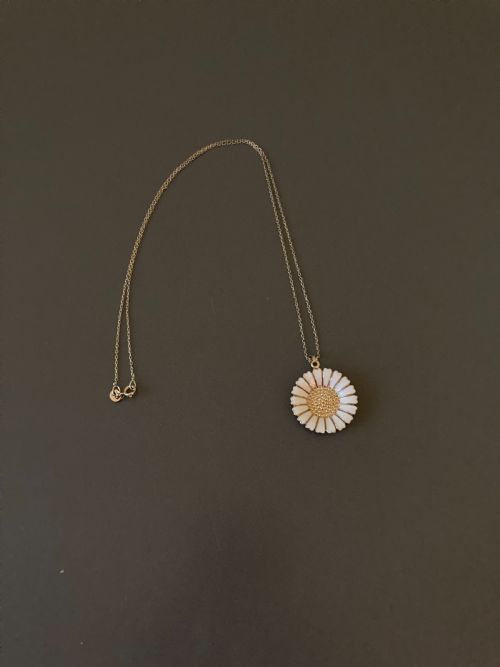 danish silver gilt and enamel daisy pendant 1950s - CATEGORY: ANTIQUE JEWELLERY - DATED 1950