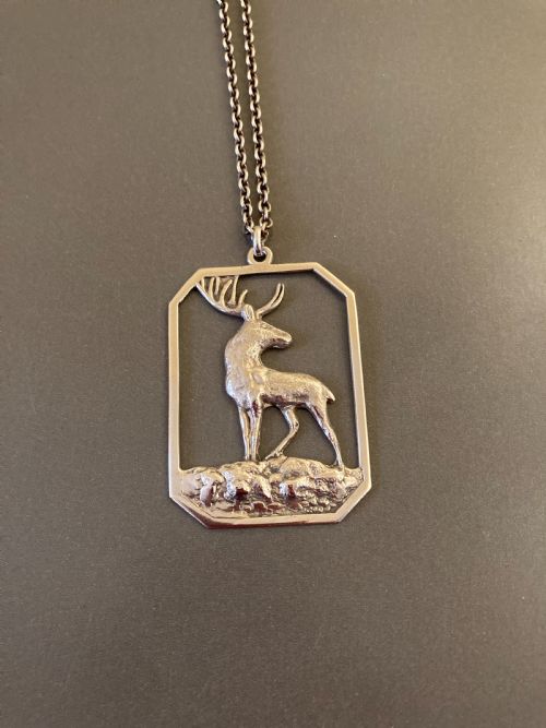 DANISH SILVER PENDANT WITH STAG 1930S - ADDITIONAL PHOTO 1