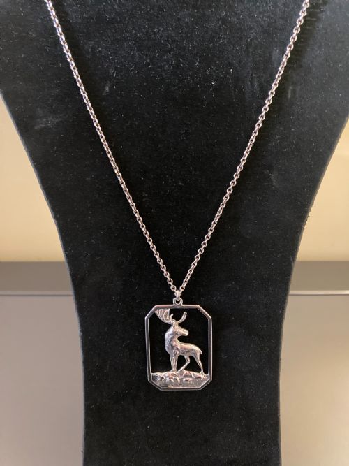 DANISH SILVER PENDANT WITH STAG 1930S - ADDITIONAL PHOTO 2