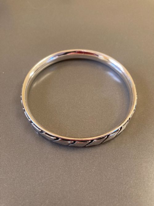 HANS HANSEN DANISH SILVER BANGLE 1960S - ADDITIONAL PHOTO 1