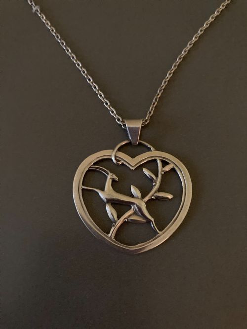 DANISH SILVER PENDANT OF LEAPING DEER 1930S - ADDITIONAL PHOTO 1
