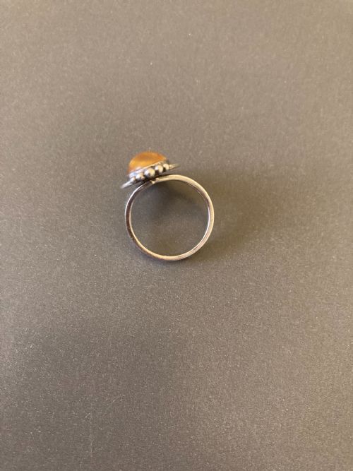 DANISH SILVER AND AMBER RING 1950S - ADDITIONAL PHOTO 2